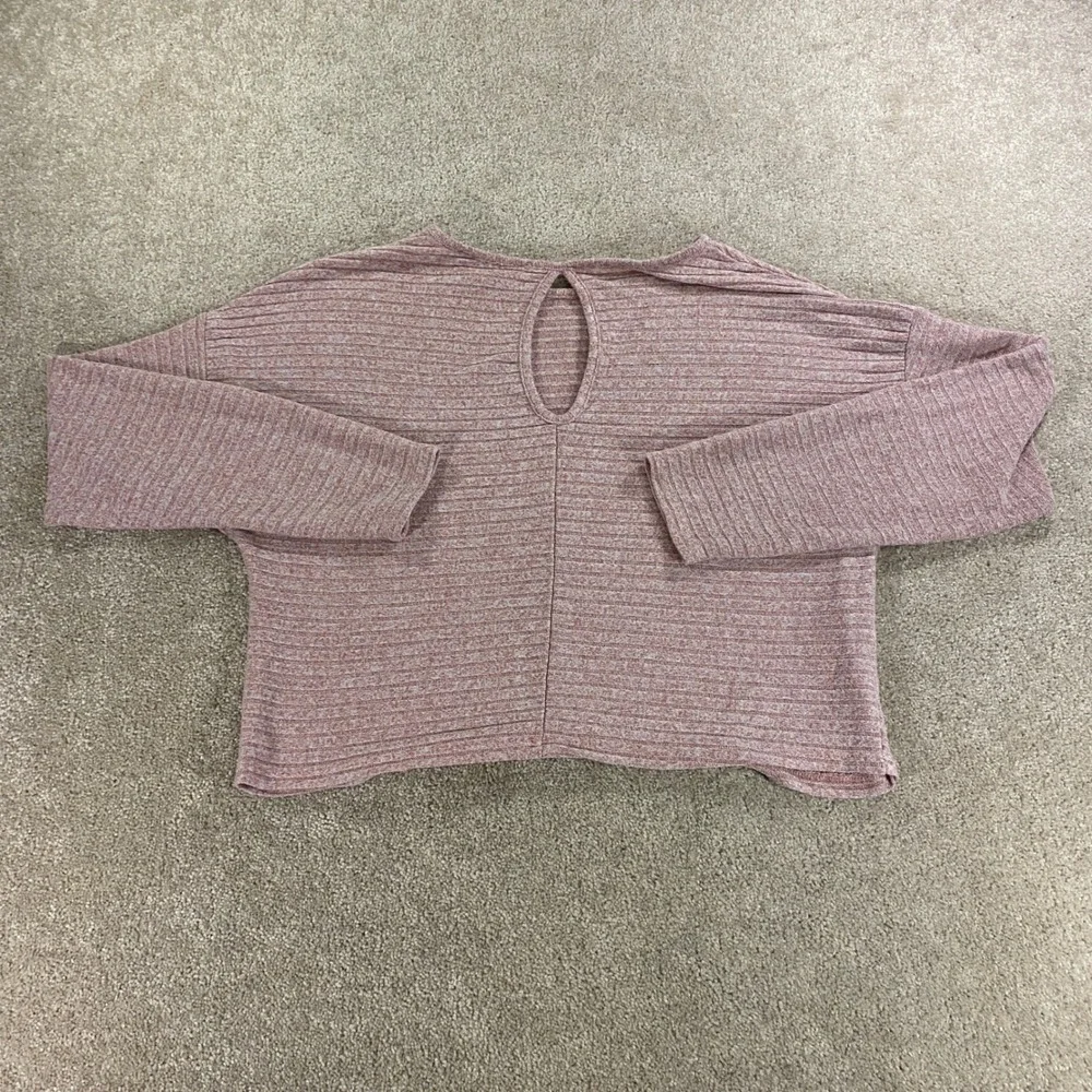 Forever 21 Knit Top Womens Small Pink Ribbed Keyhole Back Drop Shoulder